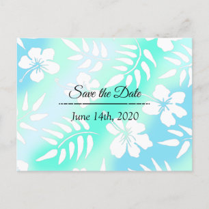 Save the Date Blauw Blauwgroen Hibiscus Tropisch t Briefkaart