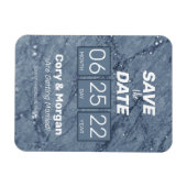 Save the date | Blauw- en witte marmer, magneet (Horizontaal)
