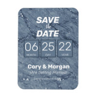 Save the date | Blauw- en witte marmer, magneet