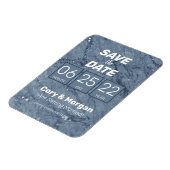 Save the date | Blauw- en witte marmer, magneet (Linkerzijde)