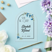 Save the date "Blauwe bloemen" Acryl Uitnodigingen (Insitu (Huwelijk))