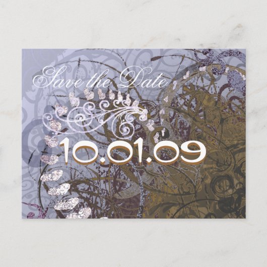 Save The Date Blauwe en Bruine Harten Aankondigingskaart (Voorkant)