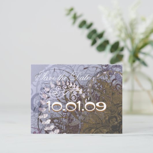 Save The Date Blauwe en Bruine Harten Aankondigingskaart (Staand voorkant)