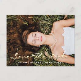 Save The Date Blauwe Foto Roos Zoete 16e Bruids- Briefkaart