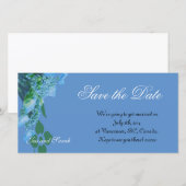 save the date, blauwe hortensia bloemen date (Voorkant / Achterkant)