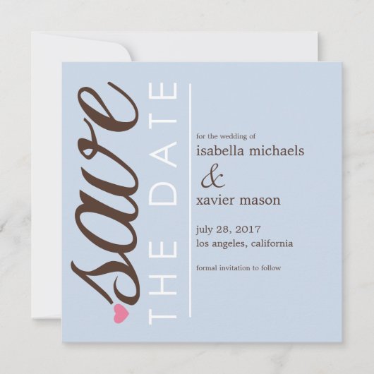 Save The Date | Blauwe Save The Date Aankondiging (Voorkant)