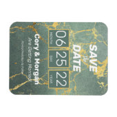 Save the date | Blauwgroen en goudkleurige look Magneet (Horizontaal)