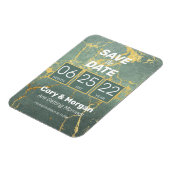 Save the date | Blauwgroen en goudkleurige look Magneet (Linkerzijde)