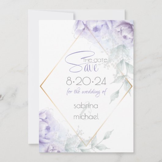 Save the date | BLEKE LILA WATERVERF (Voorkant)