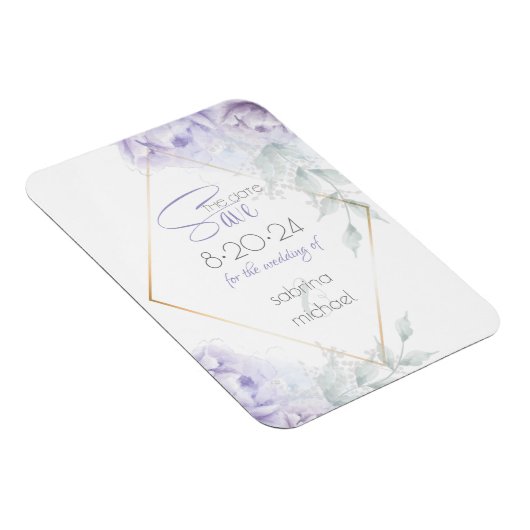 Save the date | BLEKE LILA WATERVERF Magneet (Rechterzijde)