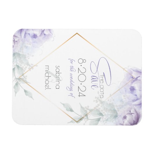 Save the date | BLEKE LILA WATERVERF Magneet (Horizontaal)