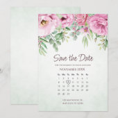 Save the Date Bloemige Trouwfeest Groene Kalender (Voorkant / Achterkant)