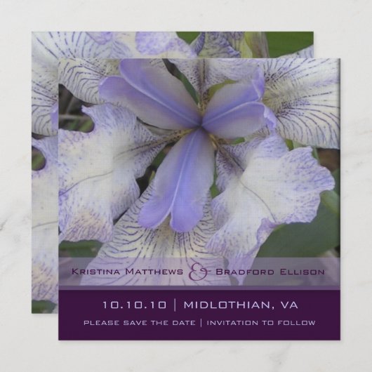 Save the Date Blue Iris 5x5 (Voorkant / Achterkant)