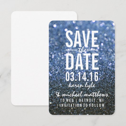 Save the Date | Blue Lit Nite Fab Kaart (Voorkant / Achterkant)