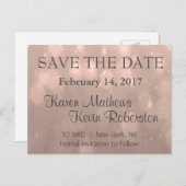 Save the date | Blush Bokeh Aankondigingskaart (Voorkant / Achterkant)