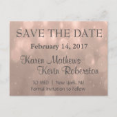 Save the date | Blush Bokeh Aankondigingskaart (Voorkant)