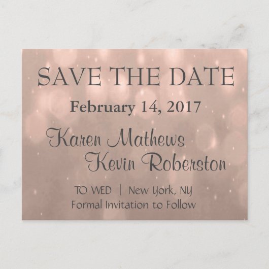 Save the date | Blush Bokeh Aankondigingskaart (Voorkant)