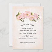Save the date. Blush Pink Peonies Kaart (Voorkant)
