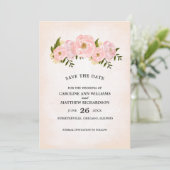 Save the date. Blush Pink Peonies Kaart (Staand voorkant)