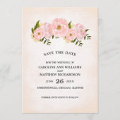 Save the date. Blush Pink Peonies Kaart (Voorkant)