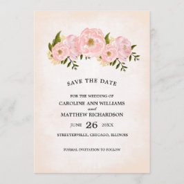 Save the date. Blush Pink Peonies Kaart