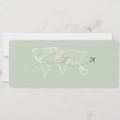Save the Date Boarding Pass Eenvoudige Wereldkaart Kaart (Achterkant)