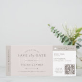 Save the Date Boarding Pass Wedding Plane Ticket Kaart (Staand voorkant)