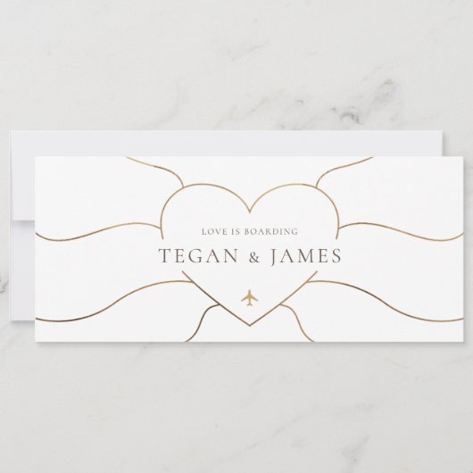 Save the Date Boarding Pass Wedding Plane Ticket Kaart (Achterkant)