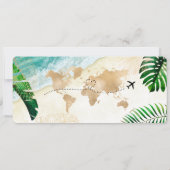 Save the Date Boarding Pass World Map Island Kaart (Achterkant)