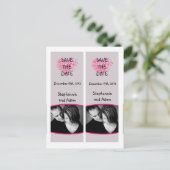 Save the Date Boek Mark Favors Roze Bloemen Bloeme Aankondigingskaart (Staand voorkant)