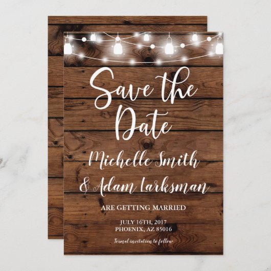 Save the Date Boerderij Rustieke Country Mason Jar Kaart (Voorkant / Achterkant)