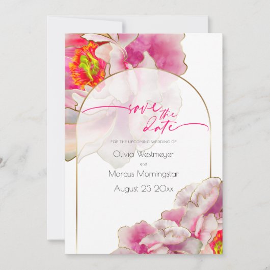 Save the date | Bold Beauful Scarlet Peony Kaart (Voorkant)