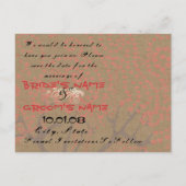 Save The Date - Bomen met Red Heart Swirls Aankondigingskaart (Achterkant)