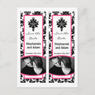 Save the Date Book Mark Favors Black Hot Pink Dama Aankondigingskaart