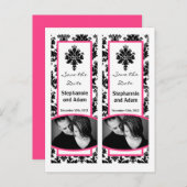 Save the Date Book Mark Favors Black Hot Pink Dama Aankondigingskaart (Voorkant / Achterkant)