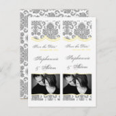Save the Date Book Mark Favors Grijs Geel Damast Aankondigingskaart (Voorkant / Achterkant)
