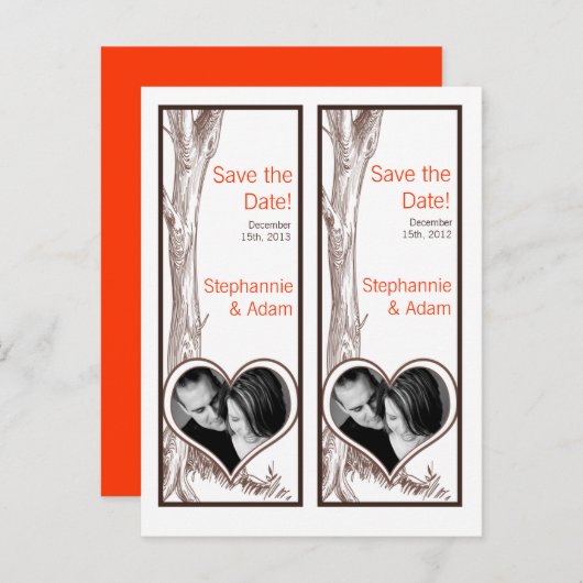 Save the Date Book Mark Favors Herfst Tree Initiaa Aankondigingskaart (Voorkant / Achterkant)