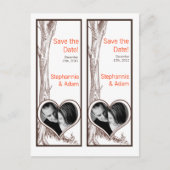 Save the Date Book Mark Favors Herfst Tree Initiaa Aankondigingskaart (Voorkant)