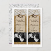 Save the Date Book Mark Favors Hoefijzers Burlap Aankondigingskaart (Voorkant / Achterkant)