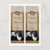Save the Date Book Mark Favors Hoefijzers Burlap Aankondigingskaart (Voorkant)