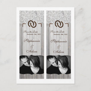 Save the Date Book Mark Favors Hoefijzers Wood Aankondigingskaart