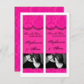 Save the Date Book Mark Favors Hot Pink Blauw Dama Aankondigingskaart (Voorkant / Achterkant)