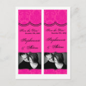 Save the Date Book Mark Favors Hot Pink Blauw Dama Aankondigingskaart (Voorkant)