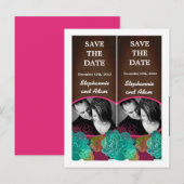 Save the Date Book Mark Favors Neon Spring Floral Aankondigingskaart (Voorkant / Achterkant)