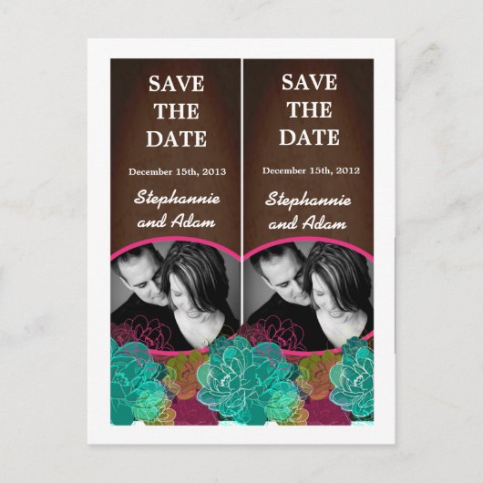 Save the Date Book Mark Favors Neon Spring Floral Aankondigingskaart (Voorkant)