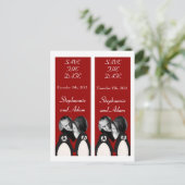 Save the Date Book Mark Favors Penguin Love Paar Aankondigingskaart (Staand voorkant)