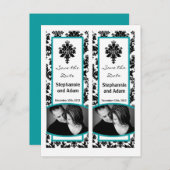 Save the Date Book Mark Favors Zwart Blauwgroen Da Aankondigingskaart (Voorkant / Achterkant)
