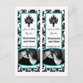 Save the Date Book Mark Favors Zwart Blauwgroen Da Aankondigingskaart (Voorkant)