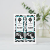 Save the Date Book Mark Favors Zwart Blauwgroen Da Aankondigingskaart (Staand voorkant)