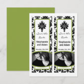 Save the Date Book Mark Favors Zwart Groen Damast Aankondigingskaart (Voorkant / Achterkant)